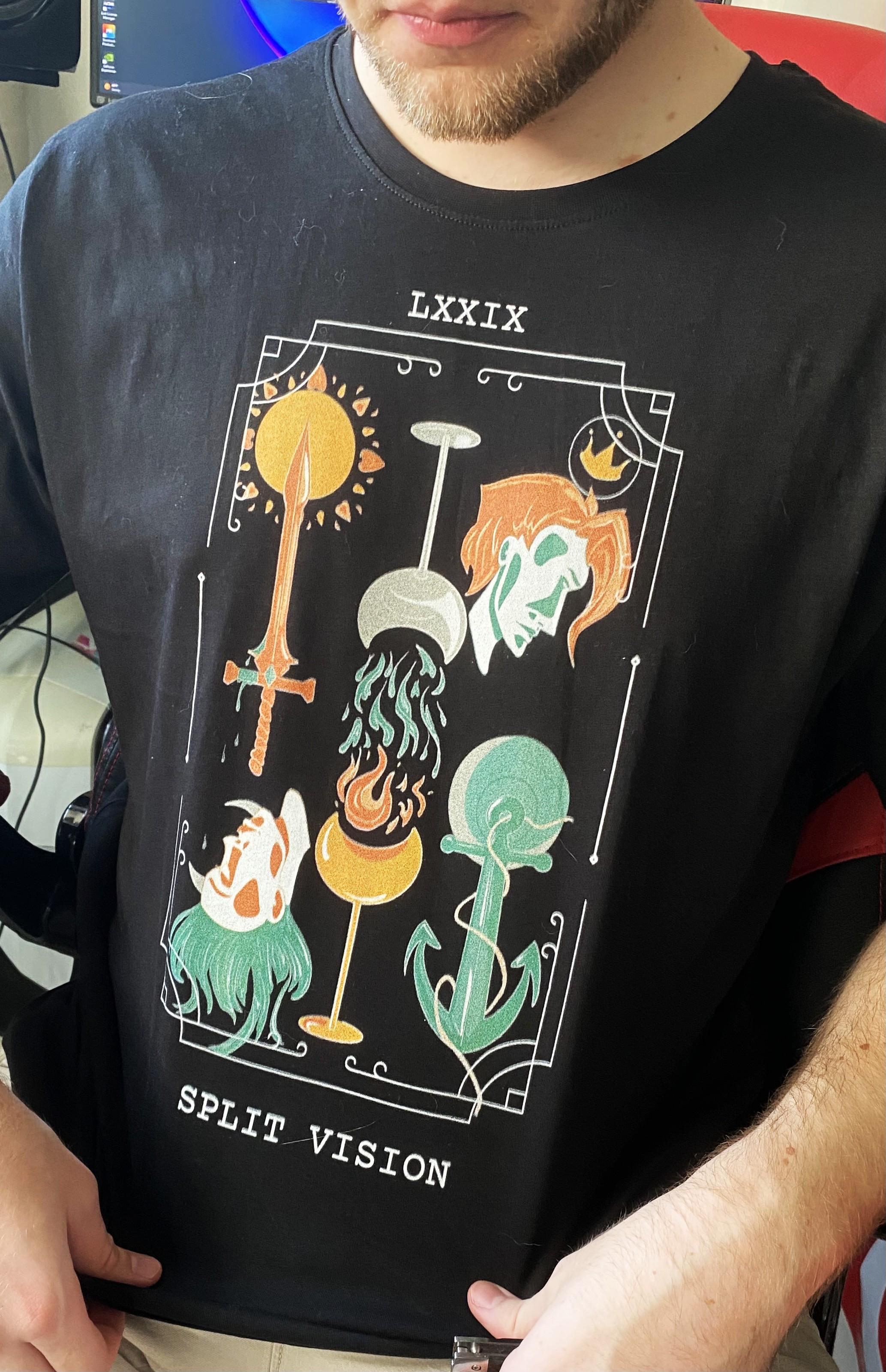 Split Vision shirt being worn